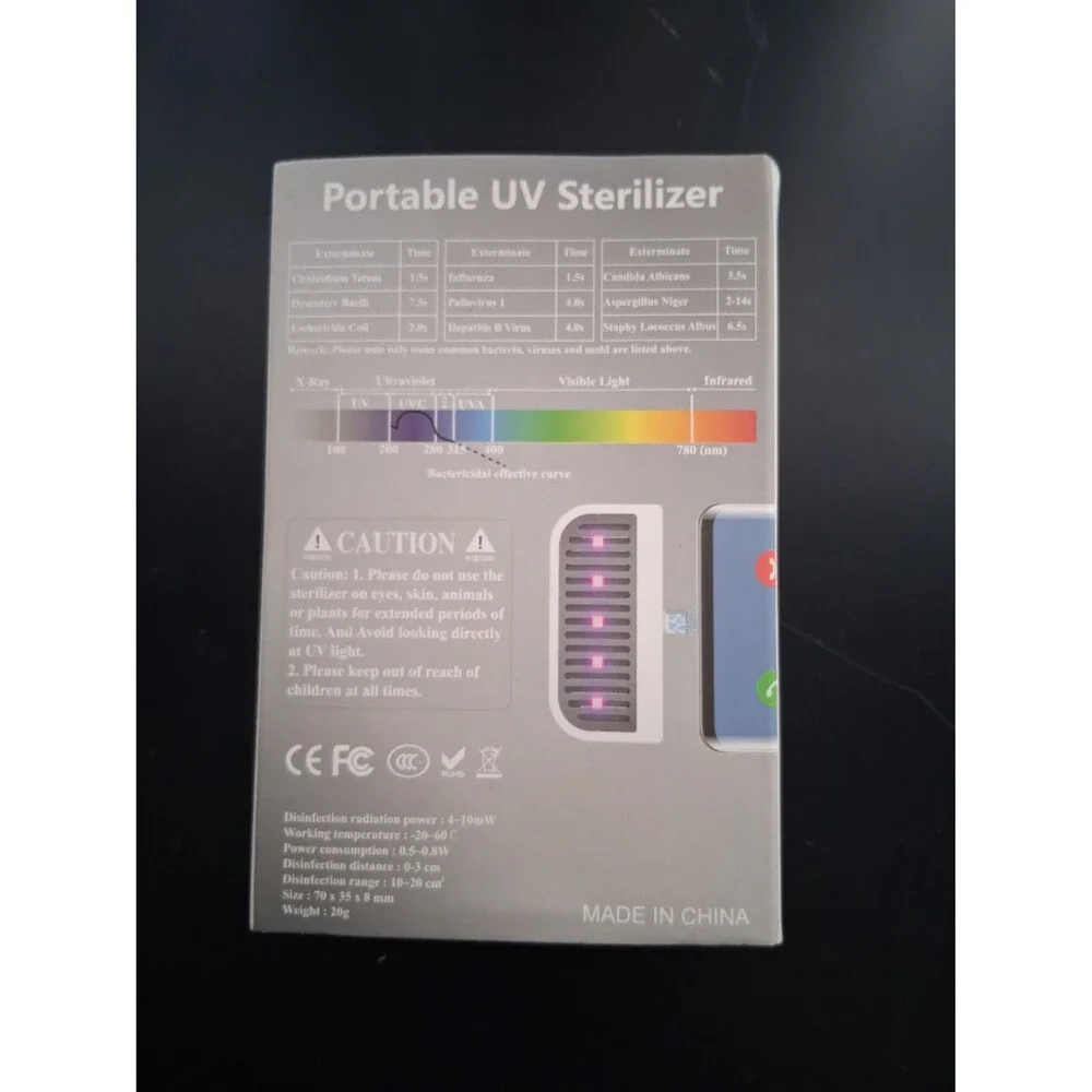 Cell Phone Pocket UV Disinfection Sterilizer UVC + UVA U01